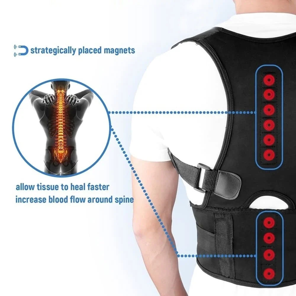 NEOPRENE MAGNETIC POSTURE CORRECTOR BAD BACK LUMBAR BELT BRACE SHOULDER SUPPORT