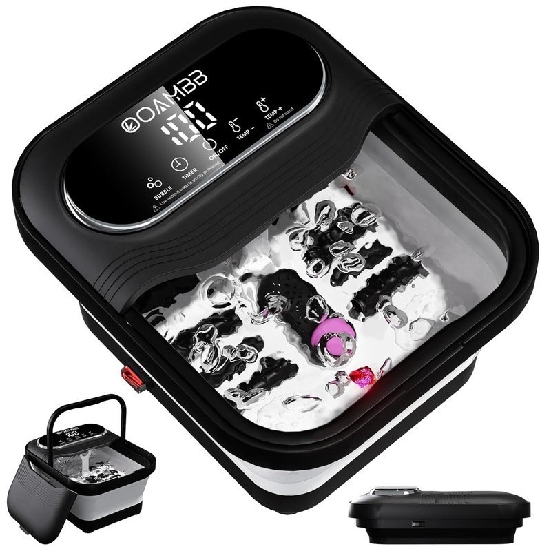 Foot Spa Massager Touch Screen Temperature Control Bubble Timer Removable Stone