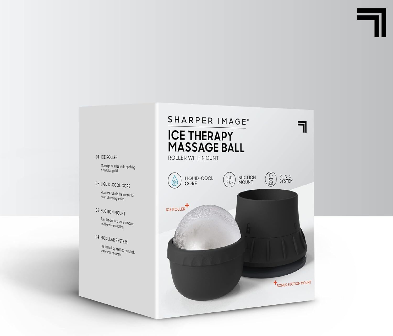 Sharper Image Ice Therapy Massage Ball with Suction Wall Mount, Liquid-Cool Core