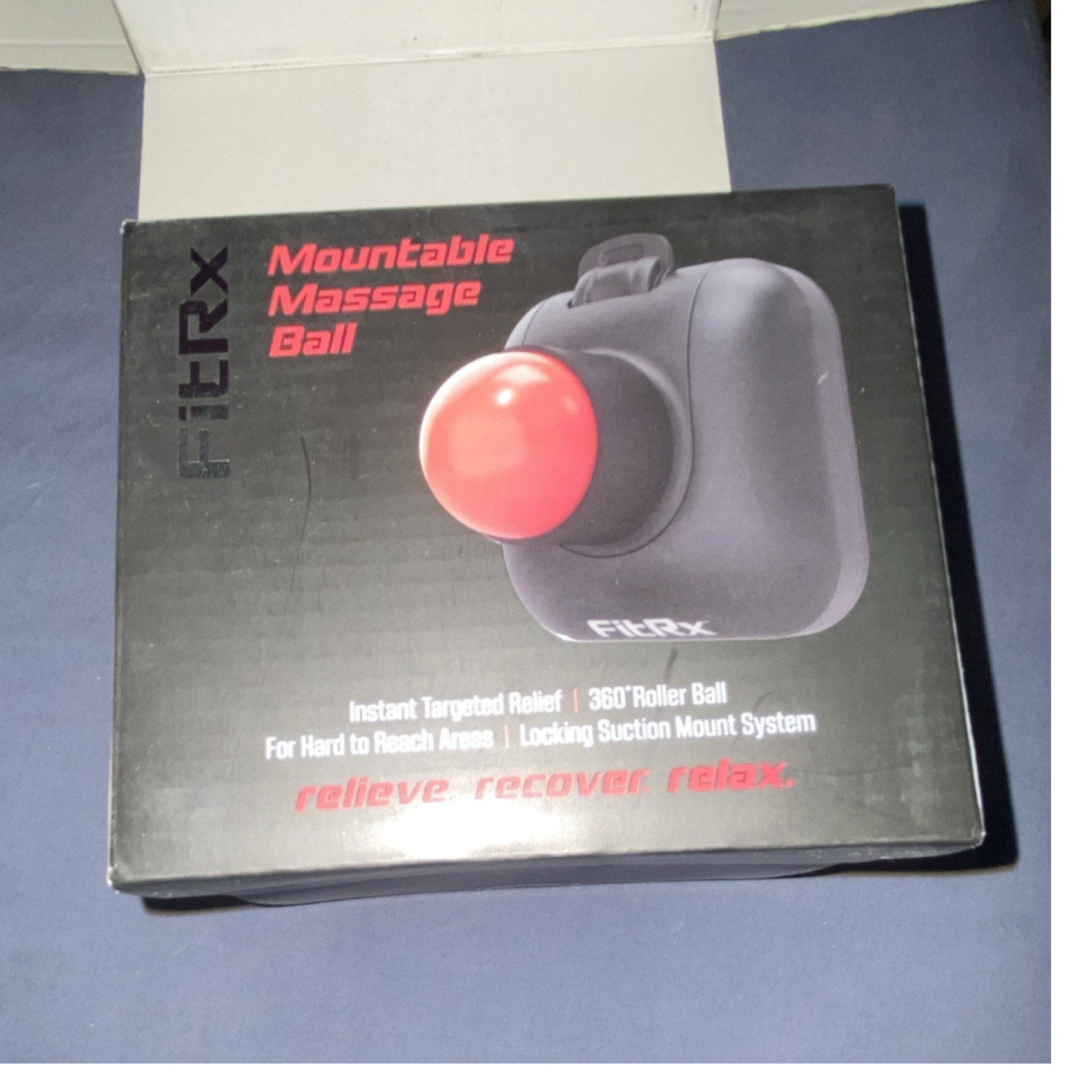 FitRx Mountable Massage Ball Roller Locking Suction Mount Black/Red