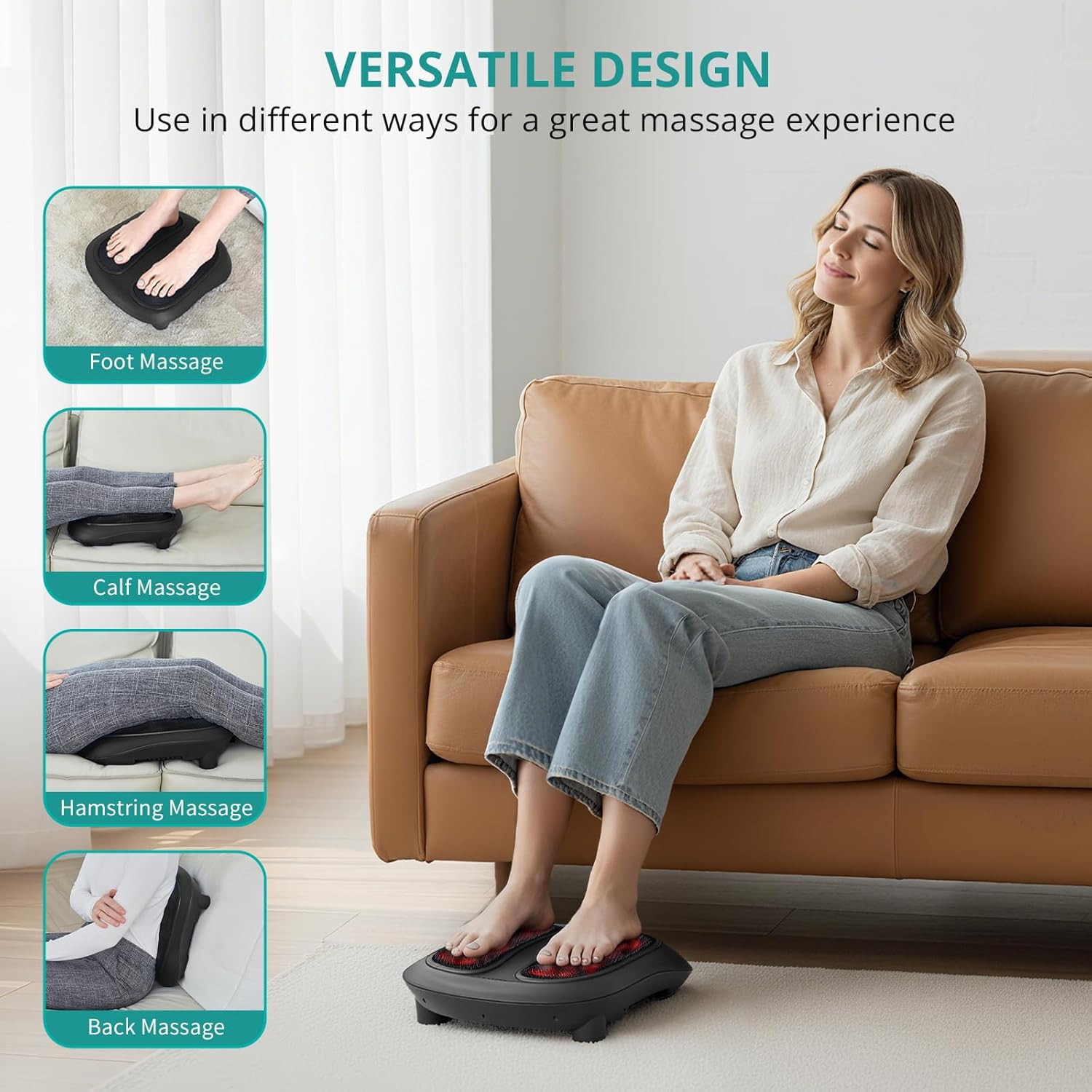 Foot Massager with Heat, Shiatsu Heated Electric Kneading Foot Massager Machine