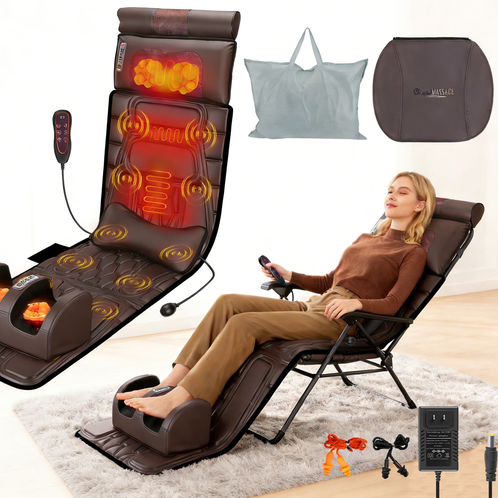 PU Leather Full Body Heating Massage Mat with Anti-Slip Bottom for Stress Relief