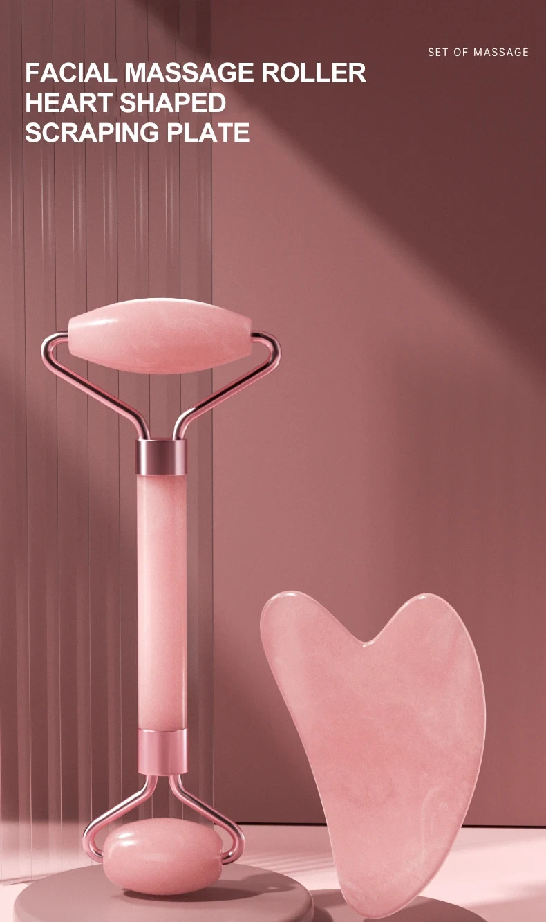 Resin Facial Roller & Gua Sha Set Face Massager Skin Care Beauty Tool
