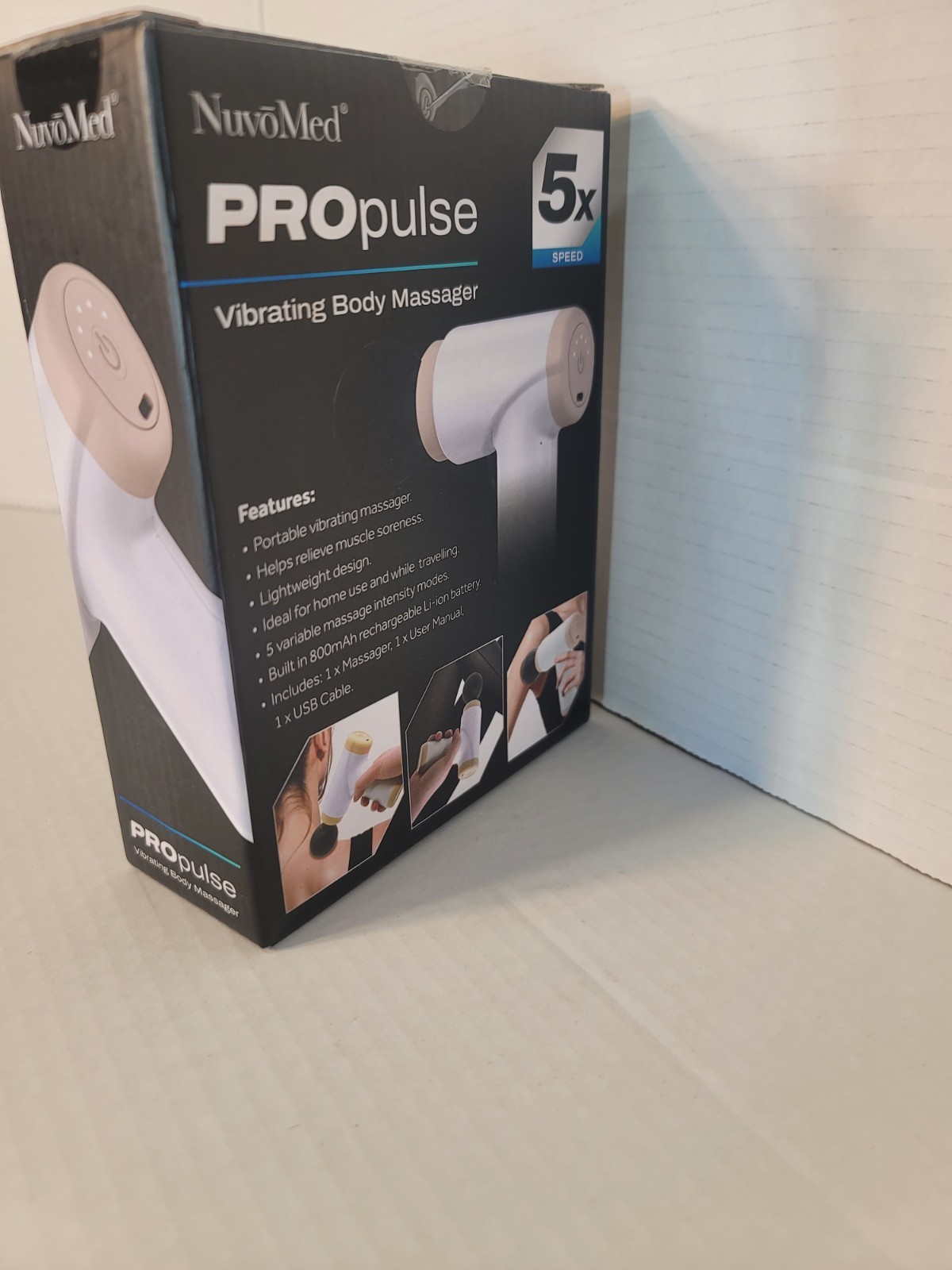 NuvoMed PROpulse Vibrating Body Massager 5 Speed Muscle Gun Rechargeable Battery