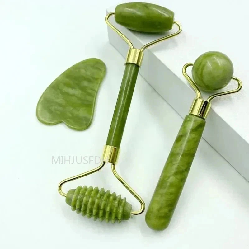 3 Pcs Jade Roller Gua Sha Set-Shaped Comb, Manual Beauty Tools for Face**