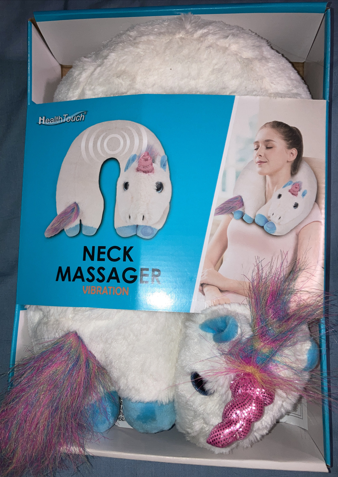 Health Touch Neck Massager Vibration UNICORN MultiColor Plush Polyester BrandNew
