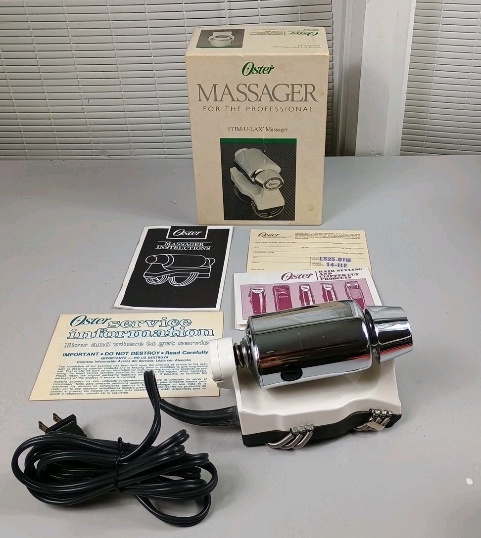 Oster Stim-U-Lax Therapeutic Massager 14-11E Chrome, Box, Paperwork, Excellent