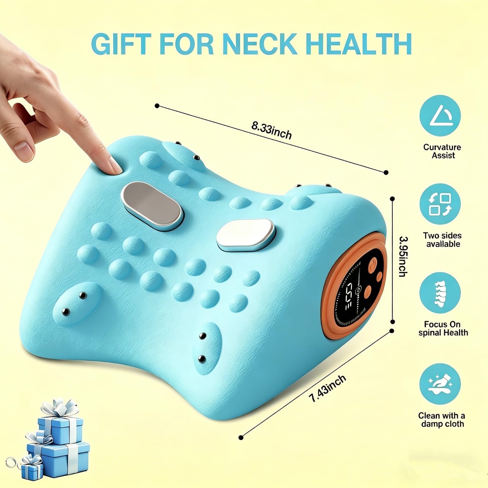 3-in-1 Portable Neck Massager with Heat, Pulse & Vibration – Adjustable Intensit