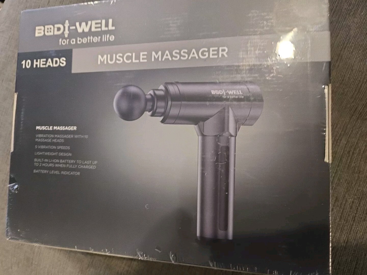 Bodi-Well 10 Head Massage Gun Deep Tissue – Black – Rechargable – New