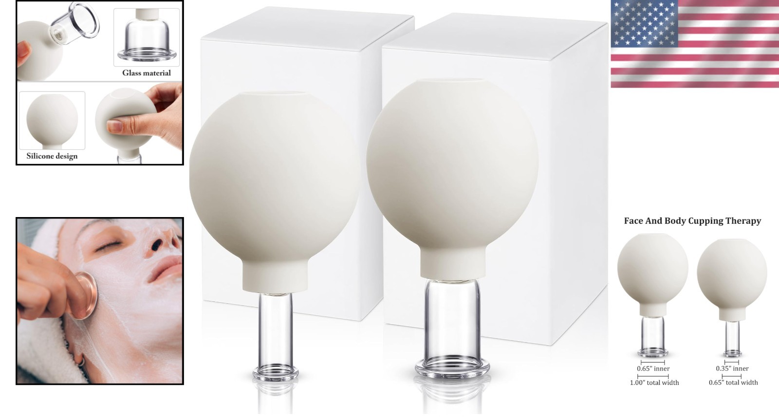 Elegant 2-Piece Facial Cupping Set: Glass & Silicone Suction Cups