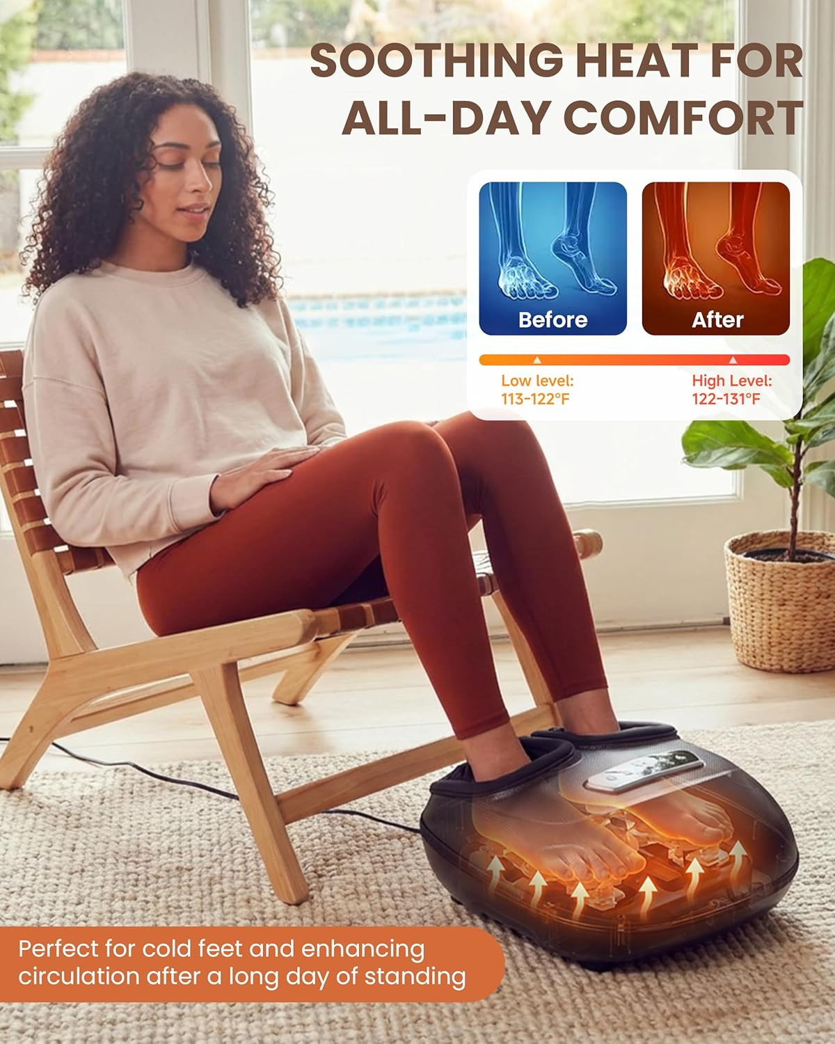 4-in-1 Foot Massager with Heat & Shiatsu for Pain Relief – Big Size 13