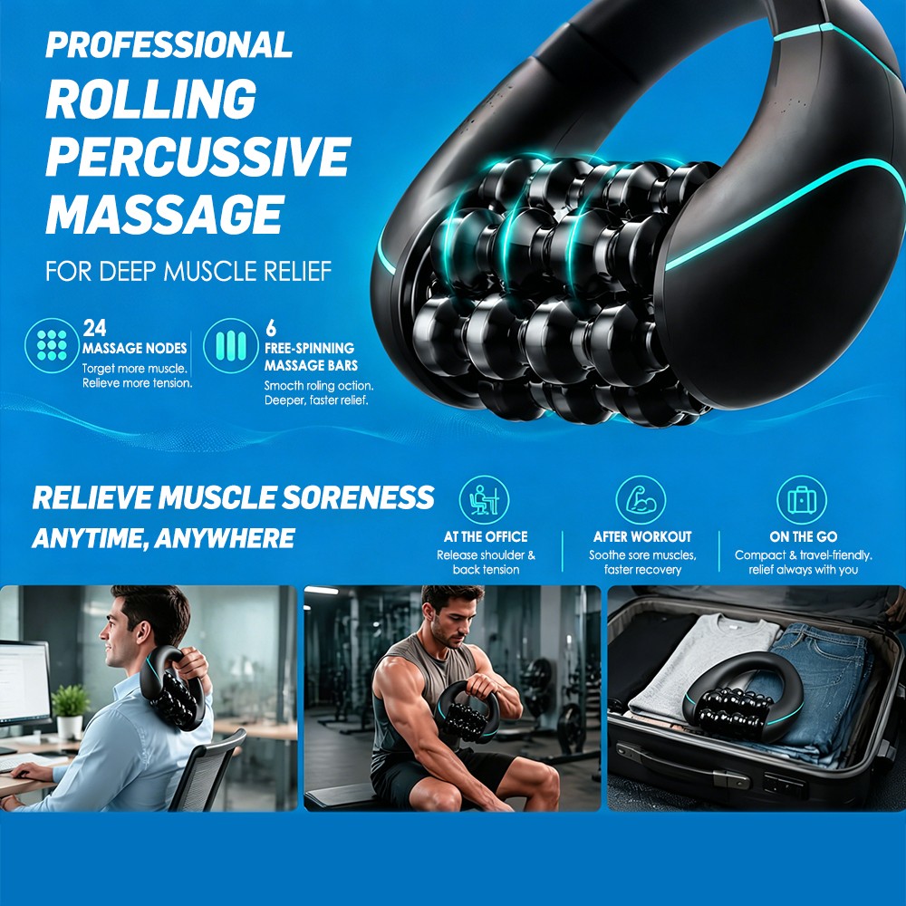 Rechargeable Electric Massage Roller 3 Speeds Portable Muscle Relief Massager US