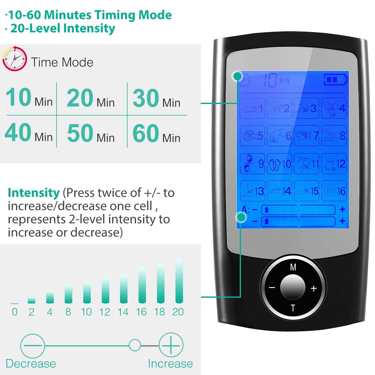 TENS Unit Electronic Pulse Massager, Pain Relief Body Massage Muscle Stimulator