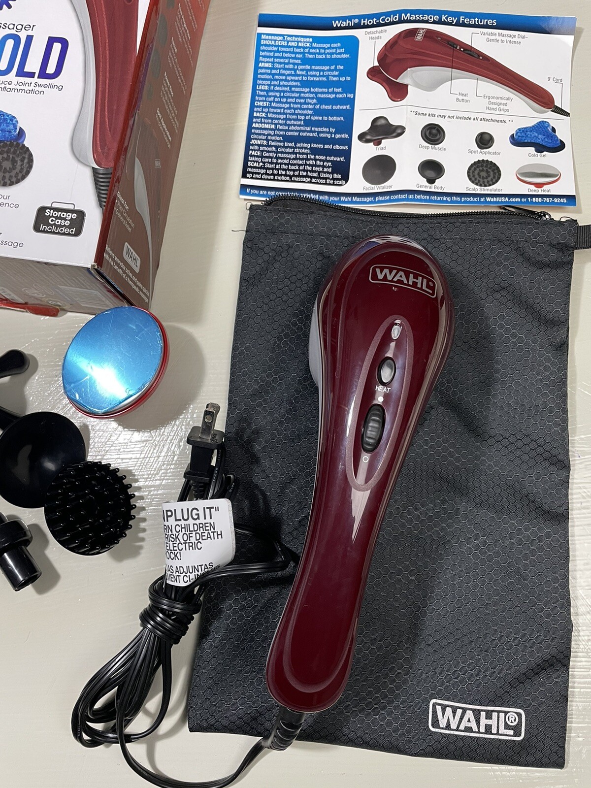 Wahl Therapeutic 6 Head Massager Hot/Cold Therapy Relieve Pain Joint Muscle Used