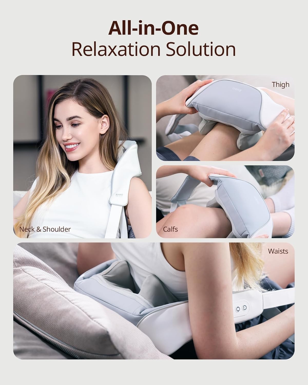 Cordless Shiatsu Neck Back Massager with Heat, 3 Modes, 2 Intensities