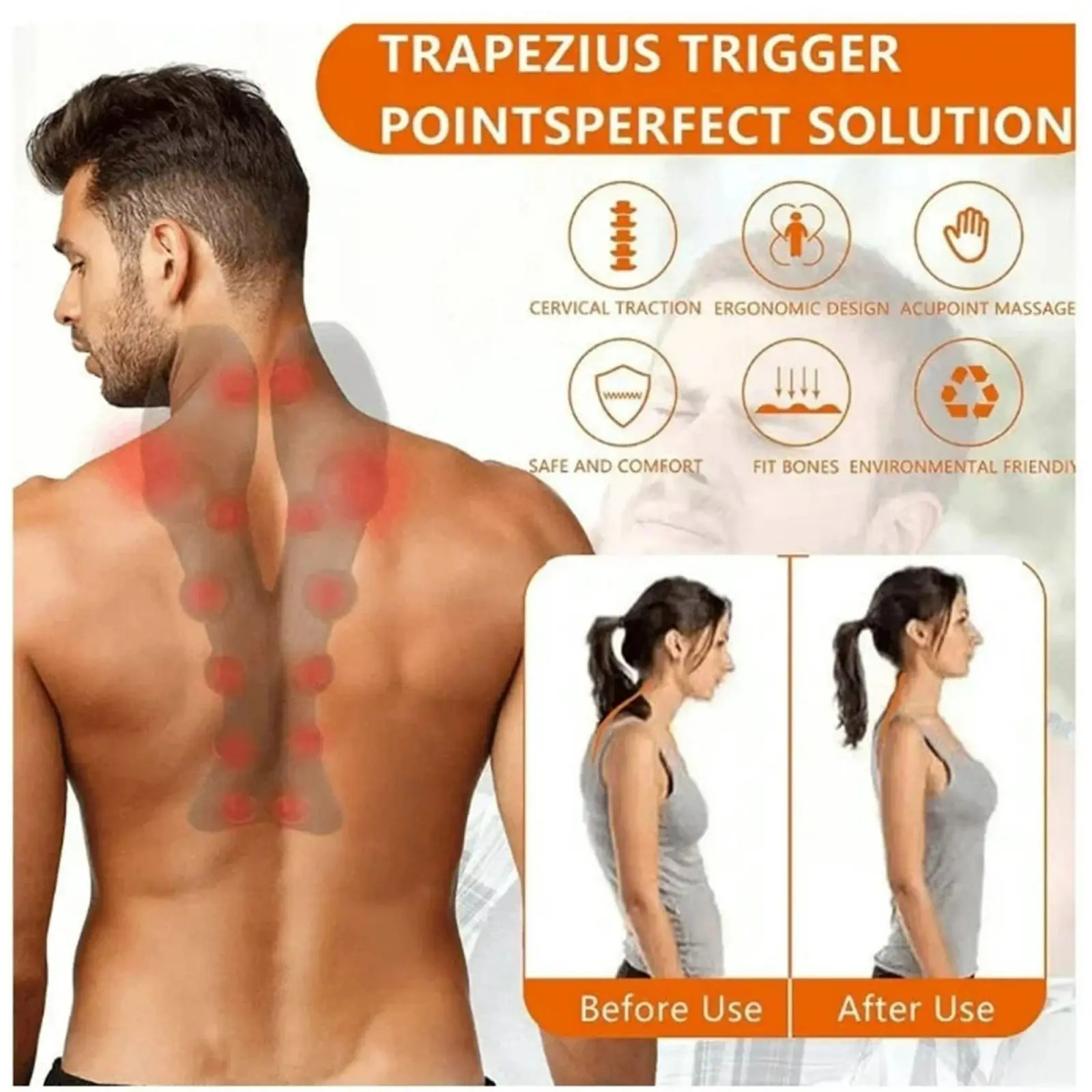 Cervical Traction Device Neck Stretcher Trigger Point Massager Neck Support