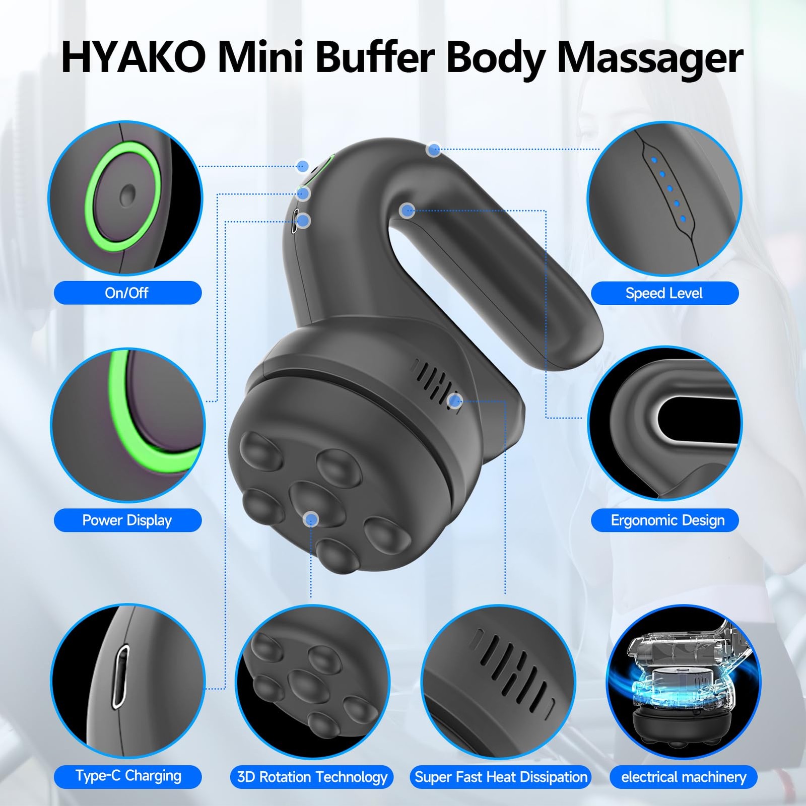 Deep Tissue Massager HYAKO Mini Orbital Buffer
