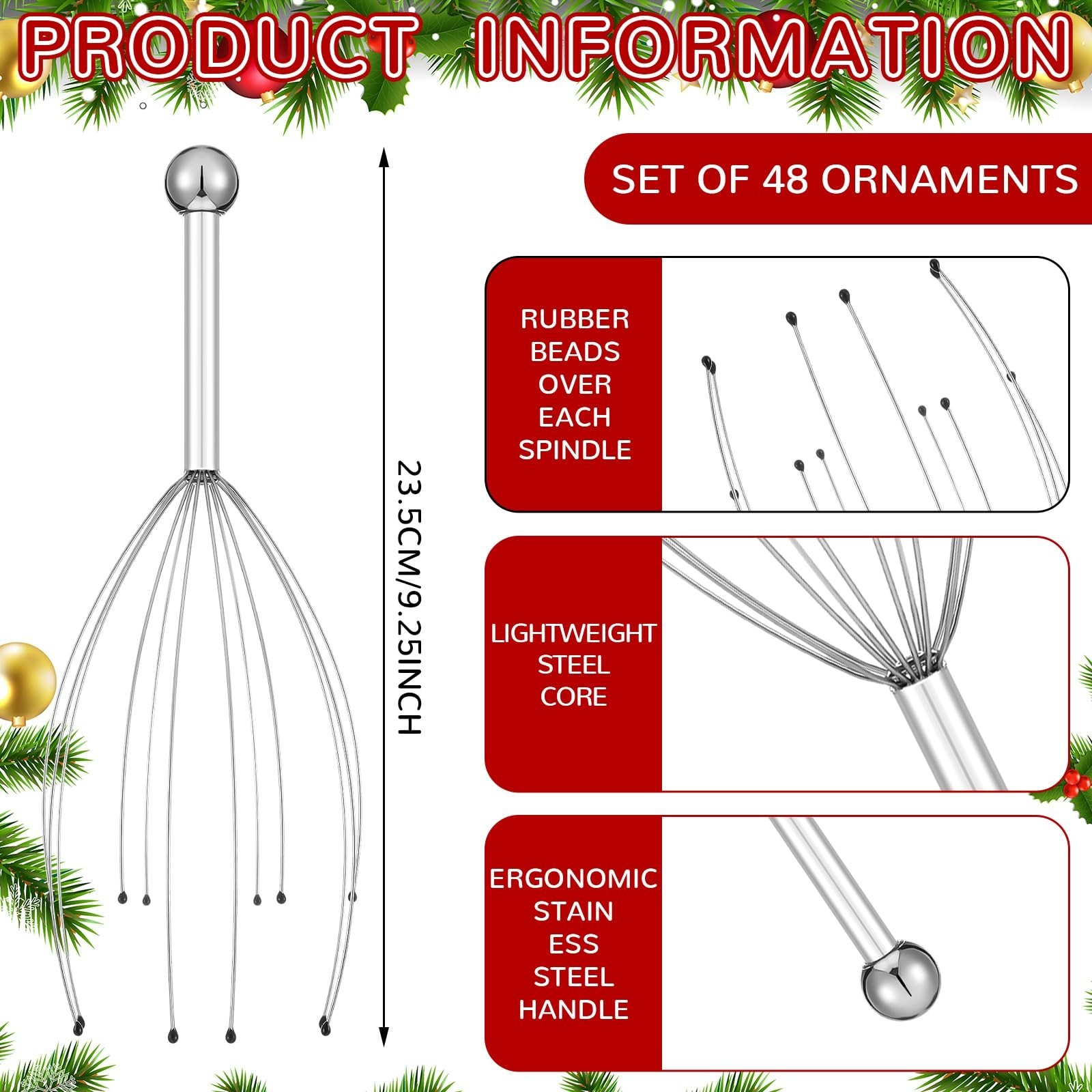 48 Pack Scalp Massager Head Scratcher – 20 Prongs Handheld Massage Tool for Rela
