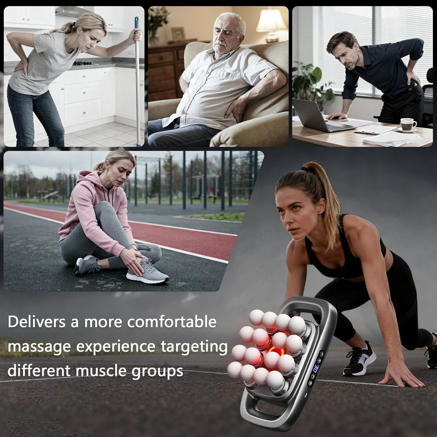 16 Heads Deep Tissue Massage Gun for Pain Relief 3 Modes & 30 Intensity Levels