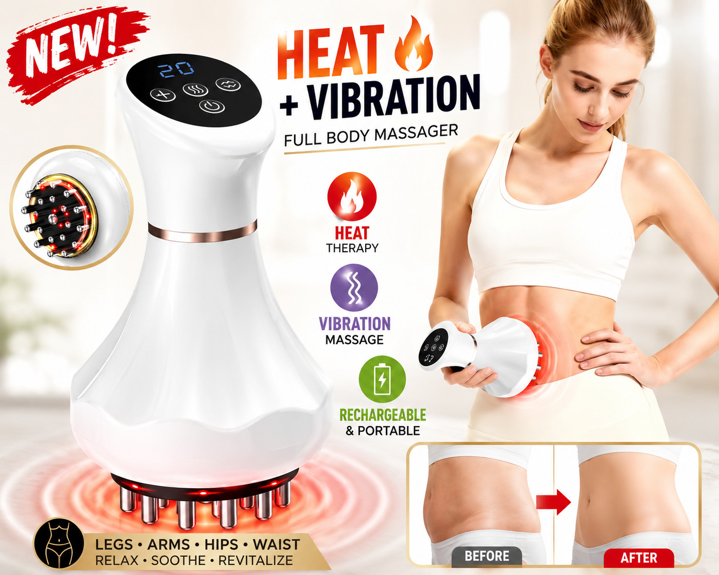 Lymphatic Drainage Massager Heat Vibration Body Sculpting Tool for full body