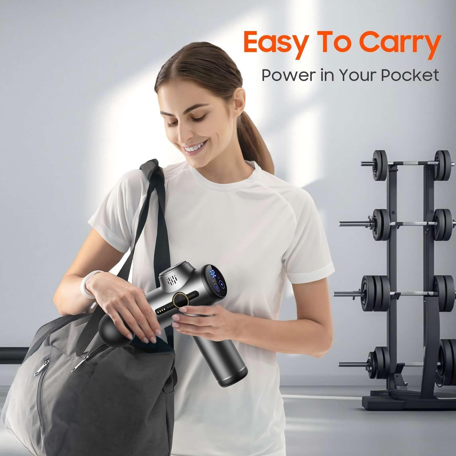 JOYSUWERUN Massage Gun with Heat, Mini Handheld Massager for Home & Grey
