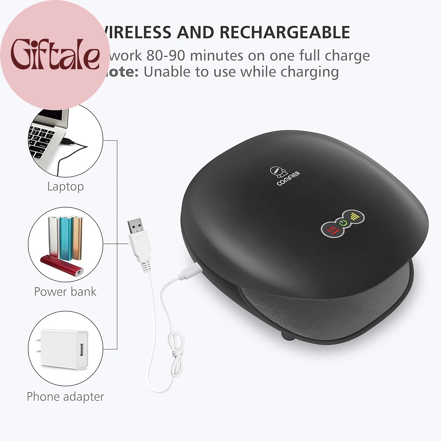 Wireless Hand Massager with Heat -3 Levels Compression & Heating,Rechargeable Ha