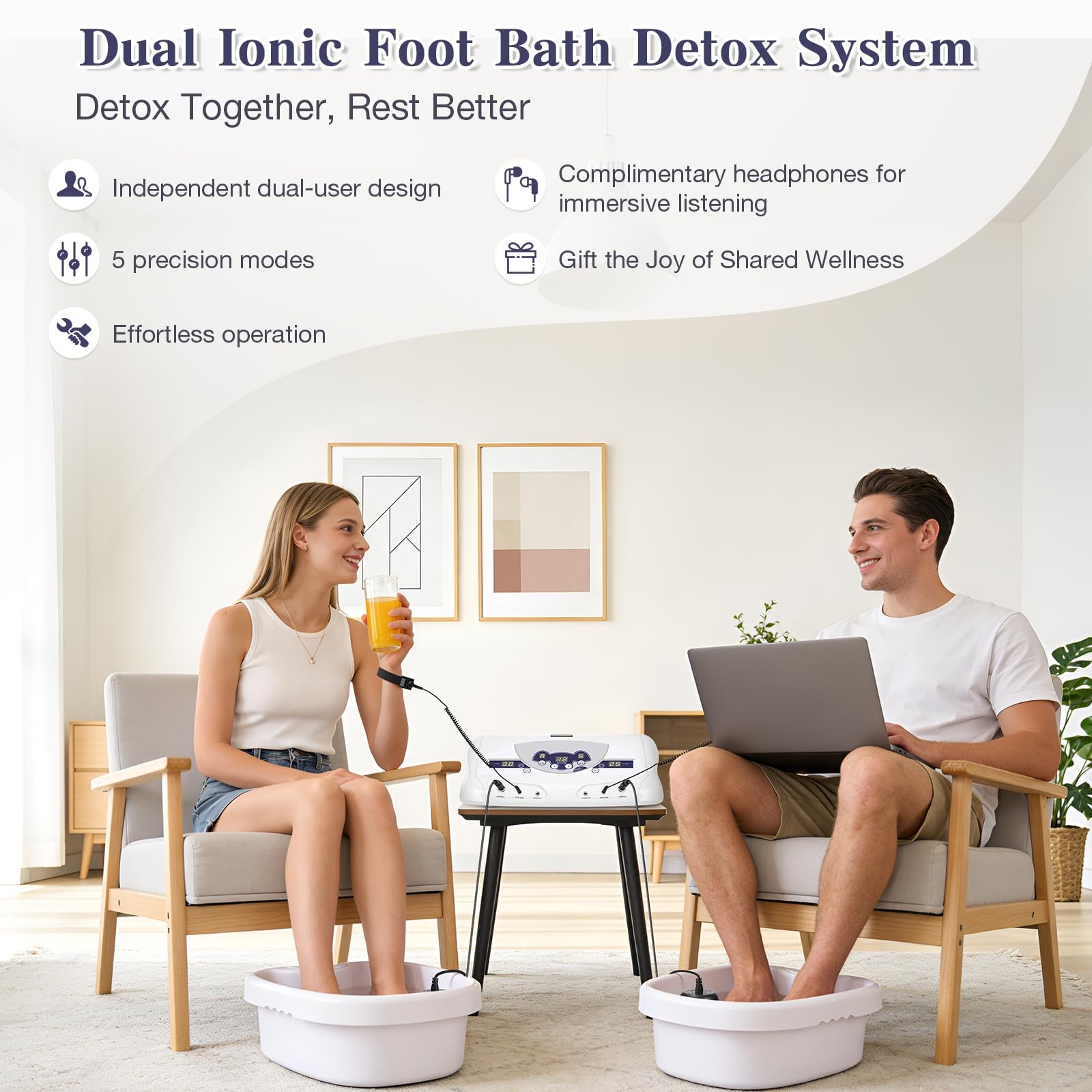 Veicomtech Ionic Foot Bath Detox Machine Foot Detox Machine For 2 Users Ionic