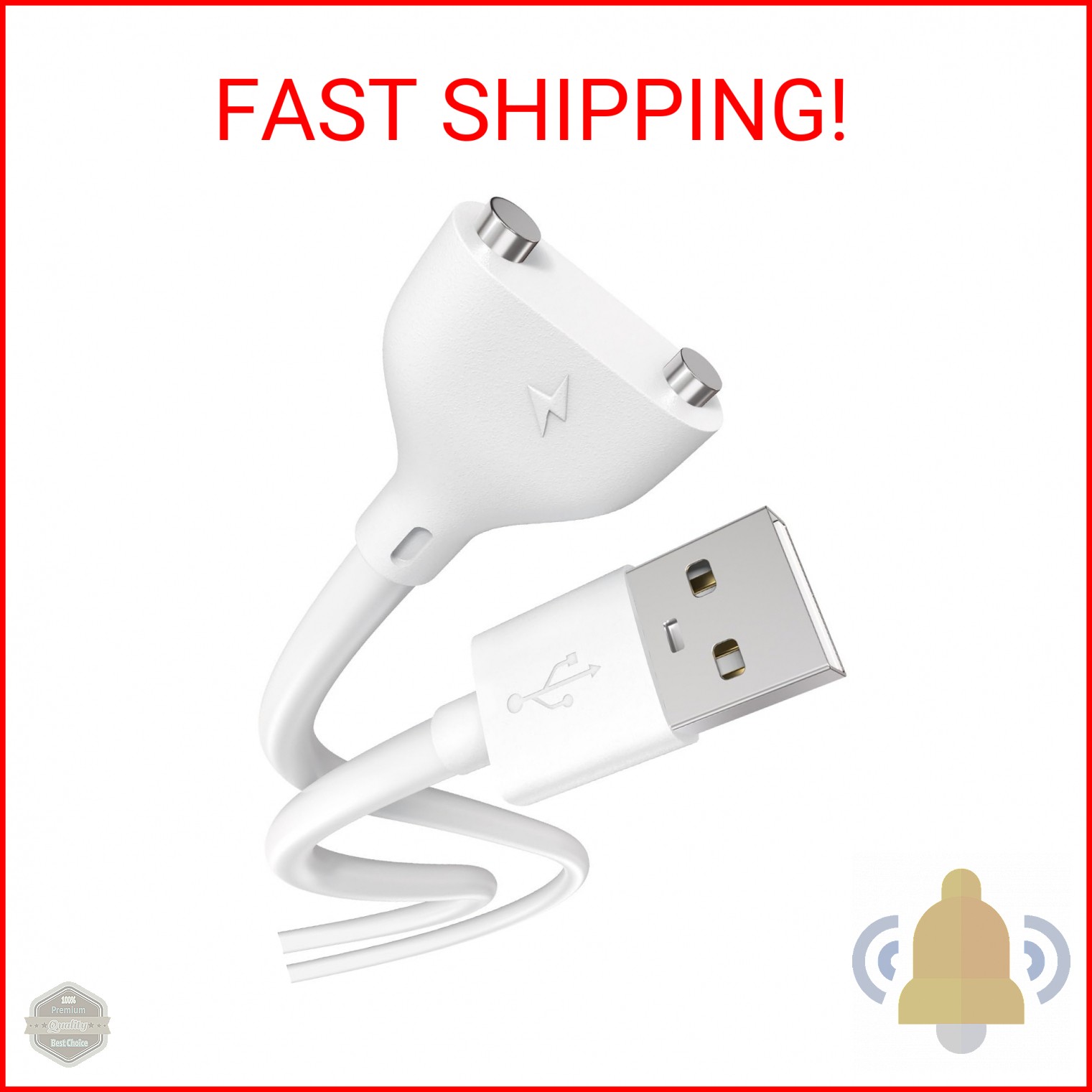Yaekea 2.7Ft Magnetic USB DC Charger Cable 10mm Replacement Charging Cord 2 Pin
