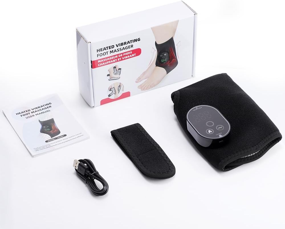 Electric Foot Ankle Massager for Neuropathy Pain Relief Heating Pad Circulation
