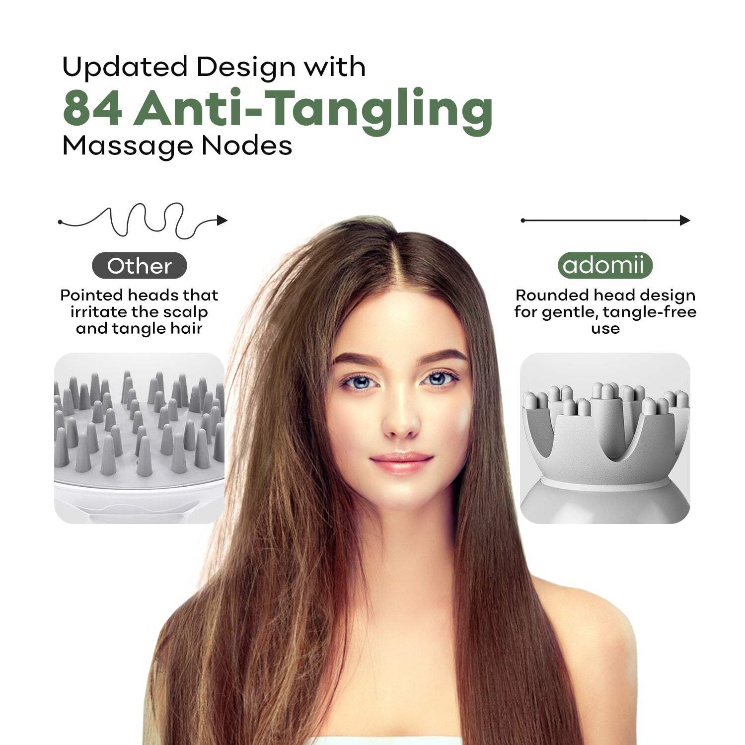 Adomii Electric Scalp Head Massager, Waterproof Massager with 4 Heads 84 Nodes