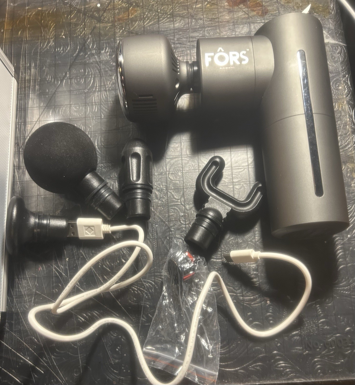 FORS Cryo-Thermo Massager. 5 Massage Heads With Charging Cable And Carrying Case
