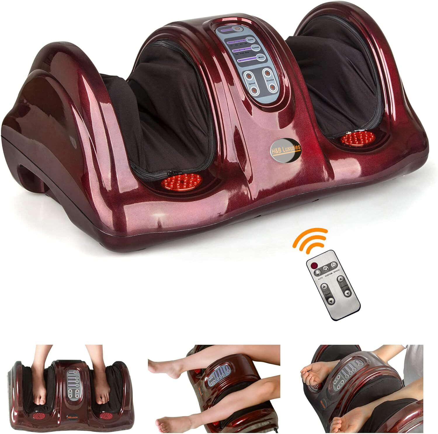 Red Shiatsu Kneading Rolling Foot Massager Health For Circulation & Pain Relief