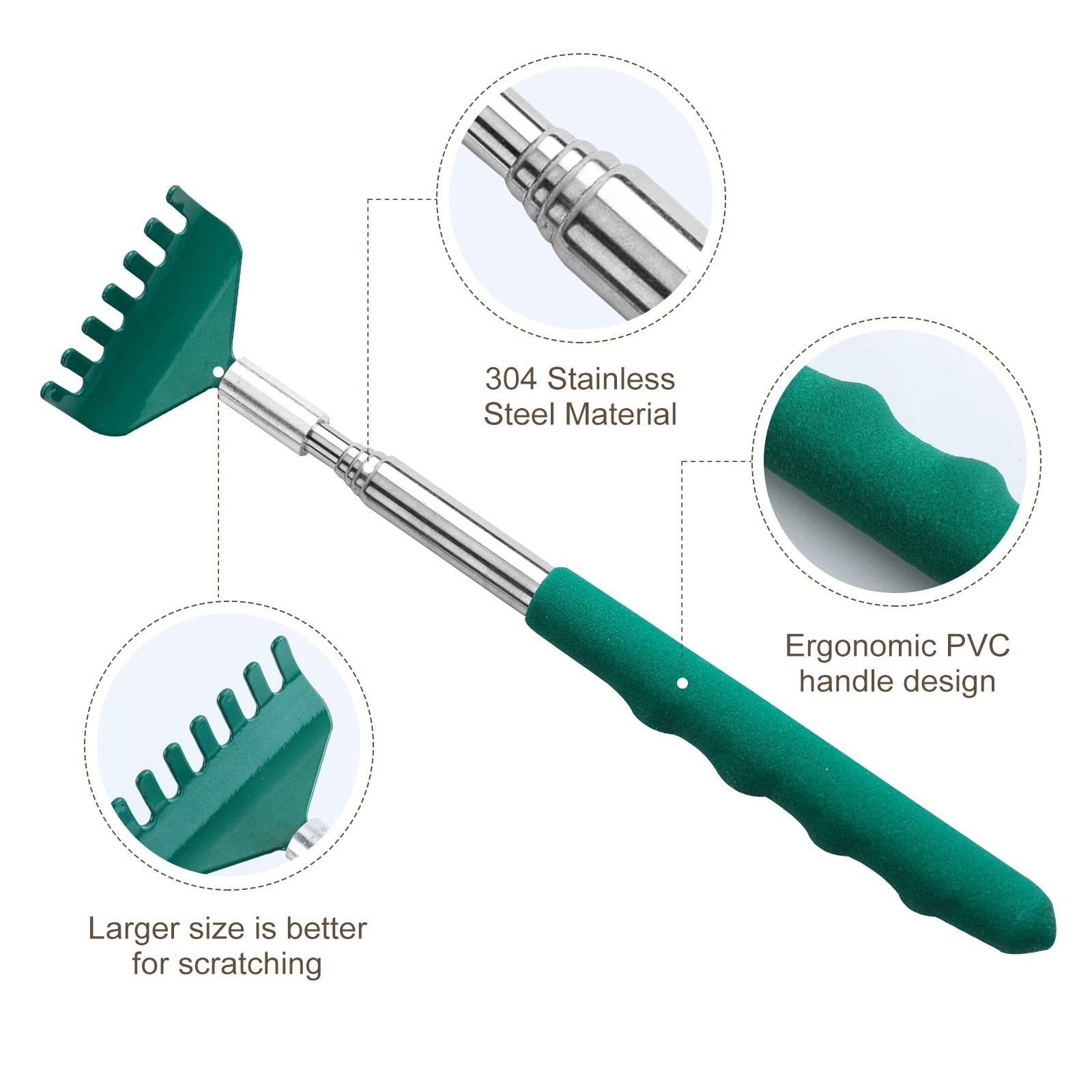 Extendable Back Scratcher 3 Pack Stainless Steel Telescoping Scratchers