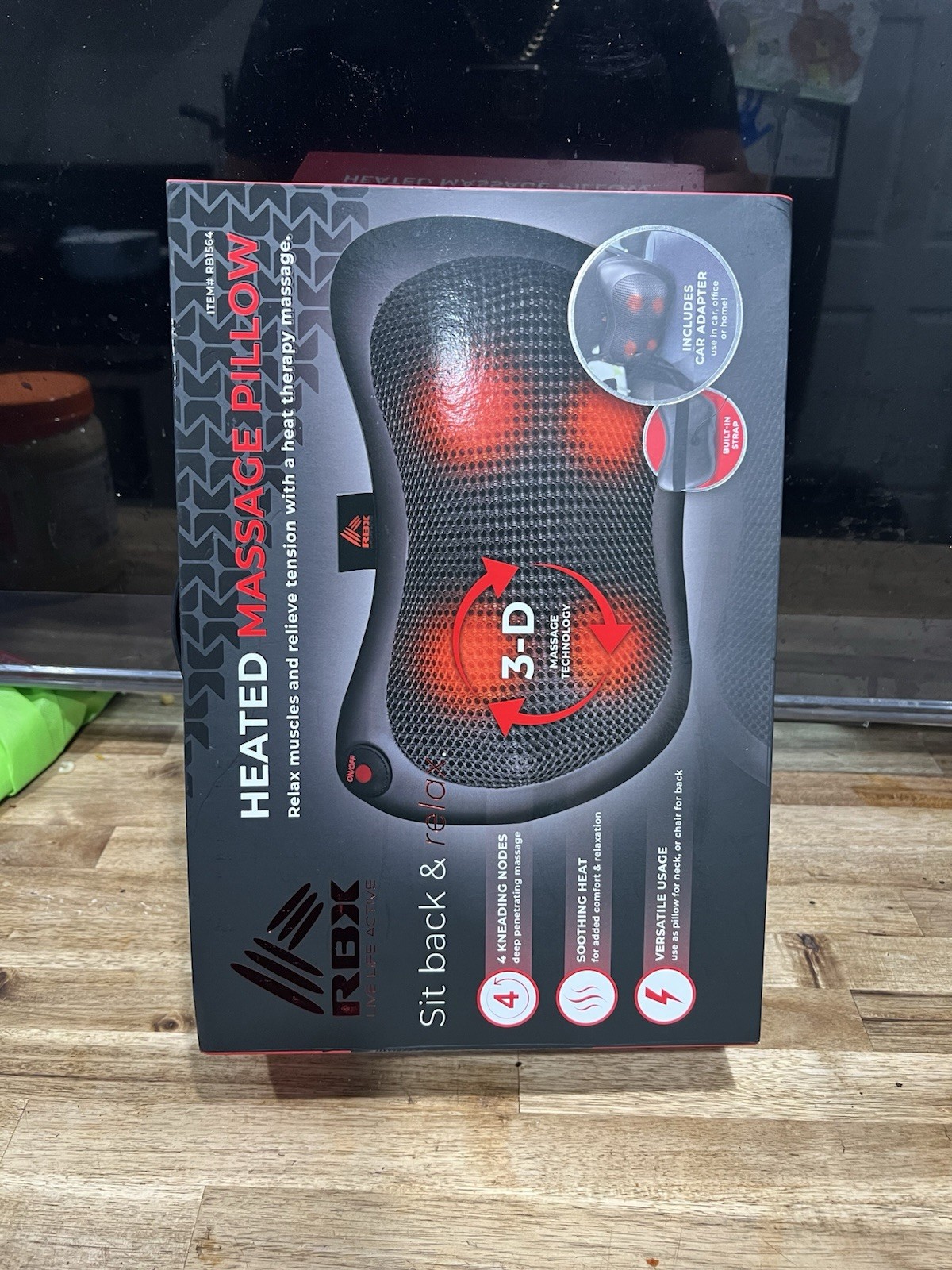 RBX Heated Massage Pillow for Home/Office/Car Includes Car Adapter New Sealed