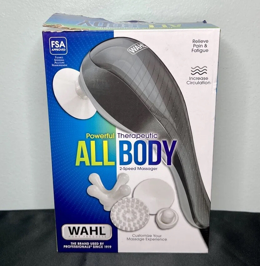 Wahl All Body Therapeutic Massager w/ 4 Attachments 2-Speed Multipurpose, Gray