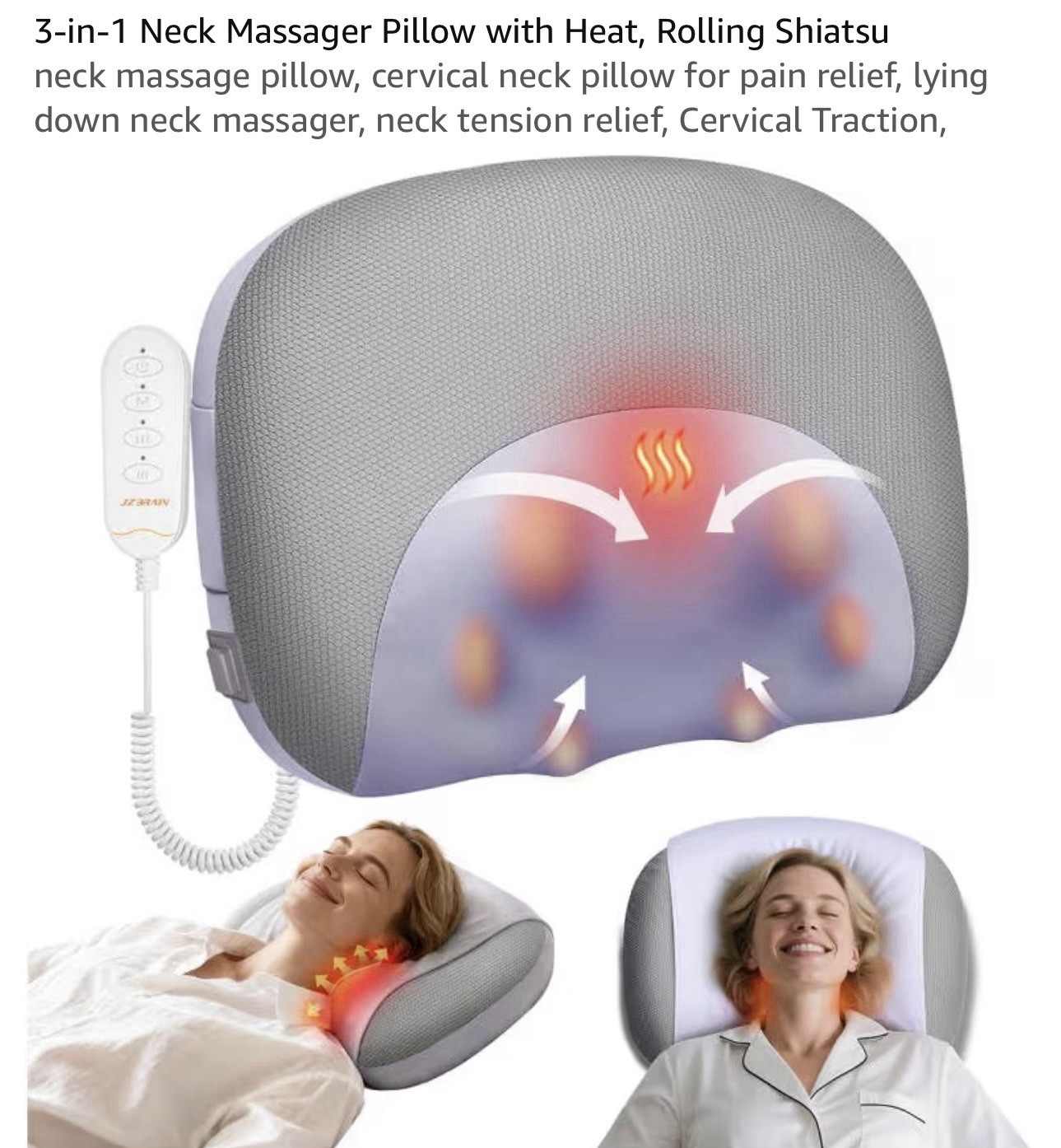 JZBRAIN Cordless Shiatsu Neck Massager w/ Heat Model FE-4501, Ergonomic Fit NEW