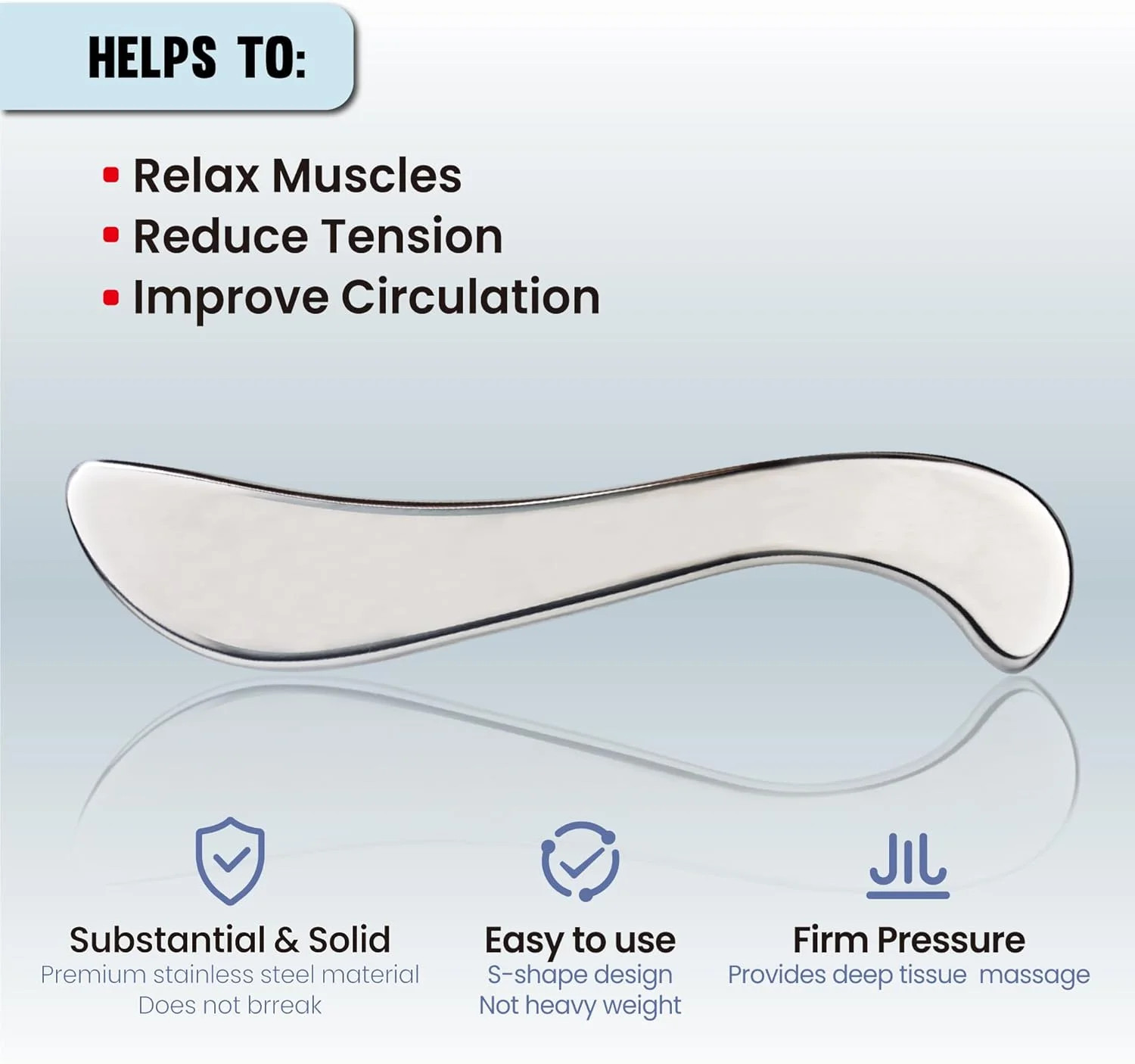 Body Gua Sha Tool: Stainless Steel Muscle Scraper Full-Body Guasha Metal Massage