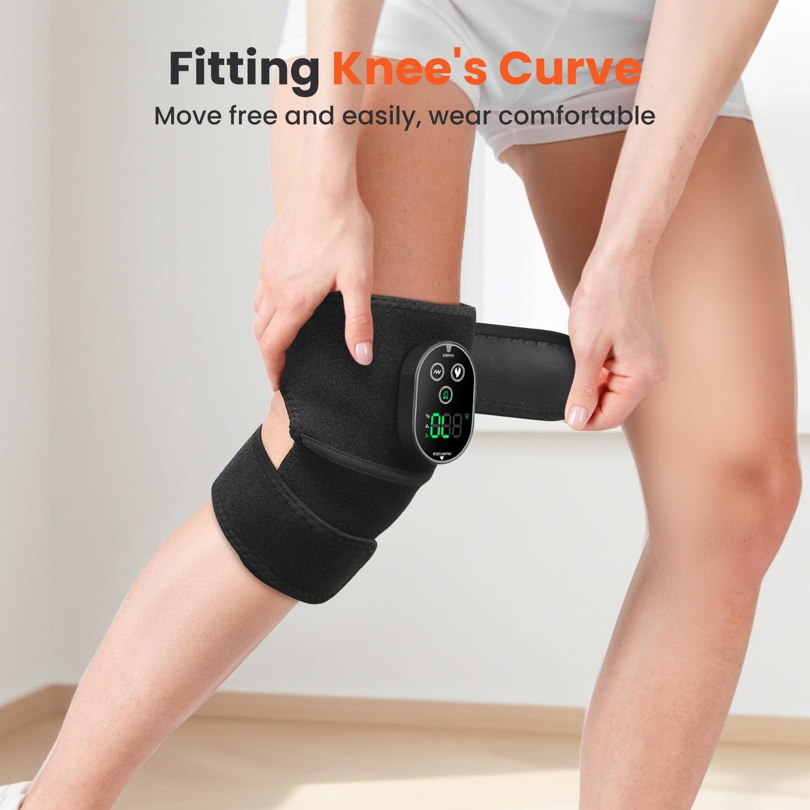 Cordless Heated Knee Massager & Shoulder Brace – 6 Heat Levels, Vibration, 2 Pac