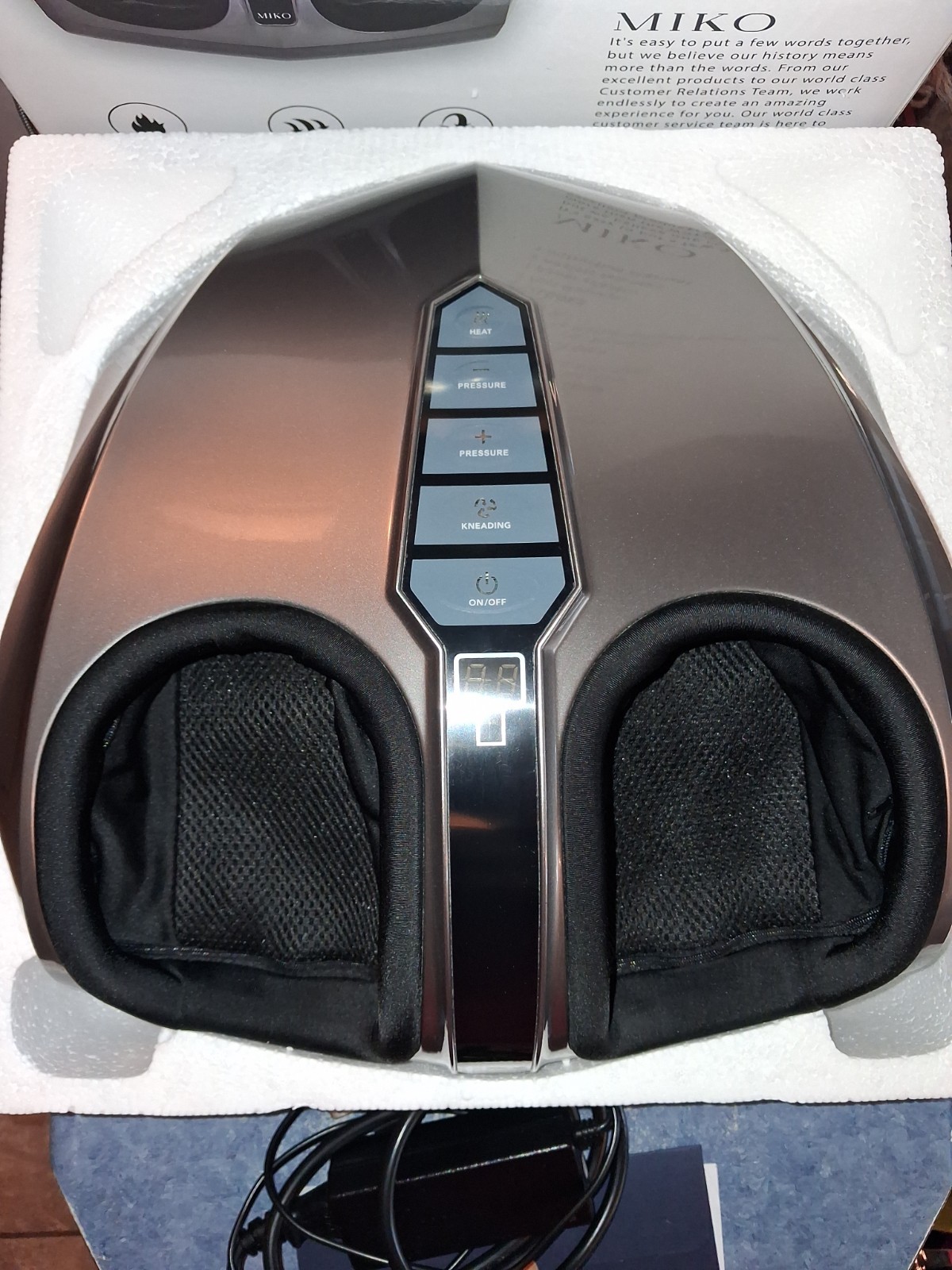 Miko Shiatsu Foot Messager W/Switchable Heat-Grey-100% Complete New/Open Box!