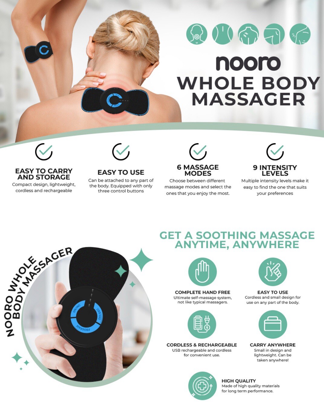 Nooro Ultimate Whole Body Massager – Temporary Muscle Pain Relief