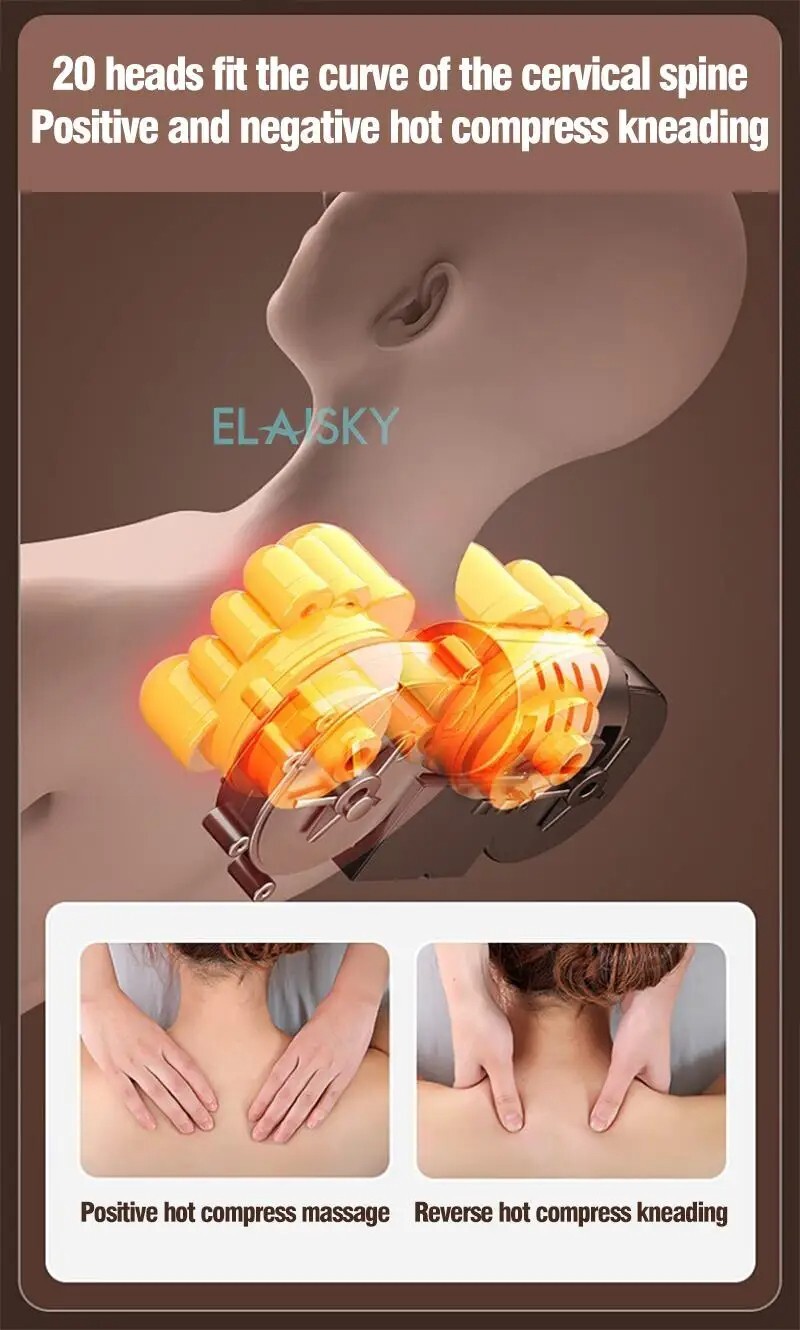 8 Mode Massage Seat Cushion with Heated Back Neck Massager Chair for Home