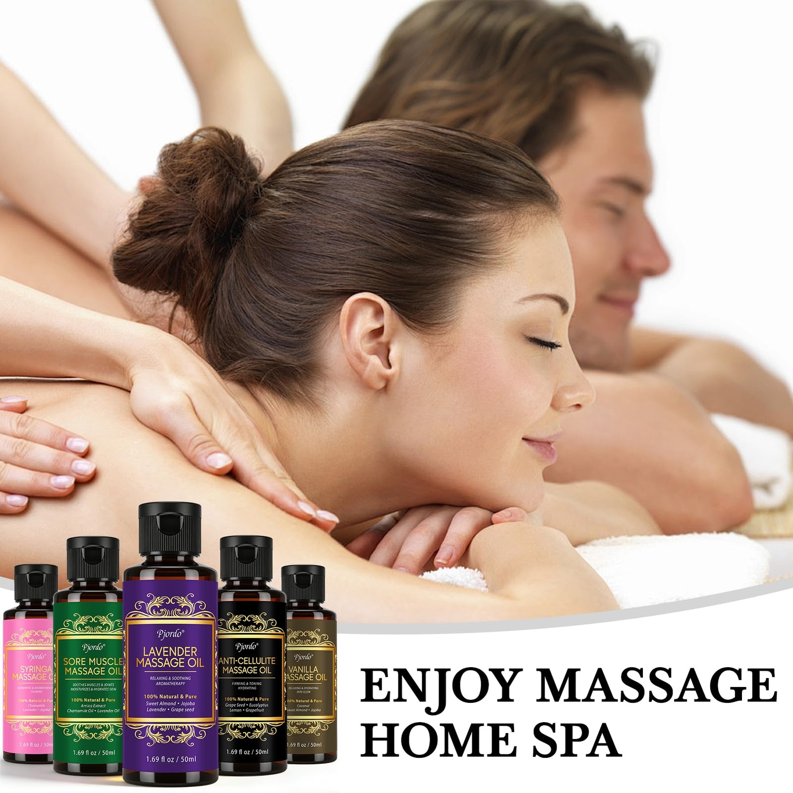 Pjordo 5 Pack Massage Oil for Therapy, 0.34 Fl Oz (Pack of 5), Yellow