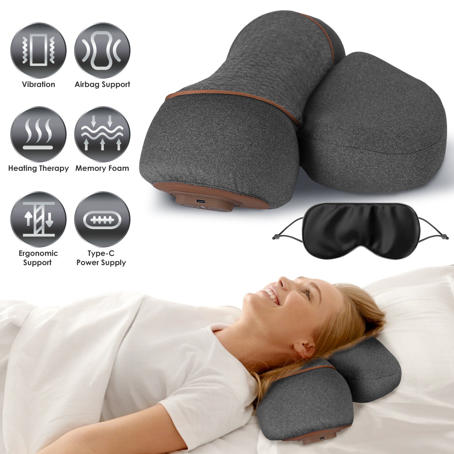 Back Massager w/ Heat, Neck Back Massager for Deep Tissue