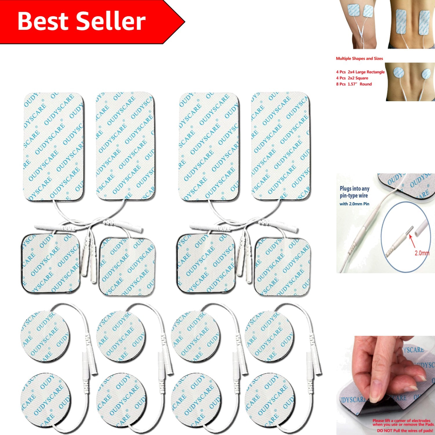 Variety Pack of 16 TENS Electrodes Pads – Flexible & Comfortable Use Everywhere