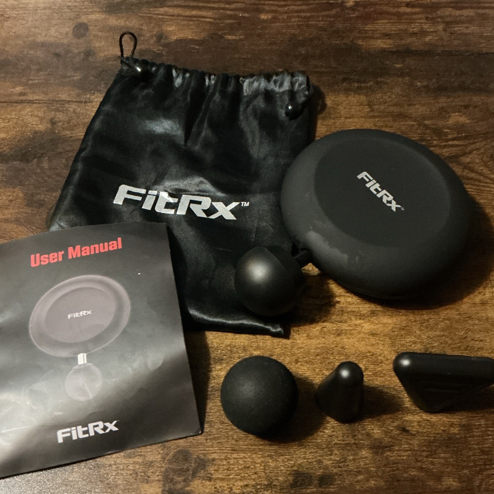 FitRx On-the-Go Cordless Massage Gun Black w/ 3 Heads & Carry Bag