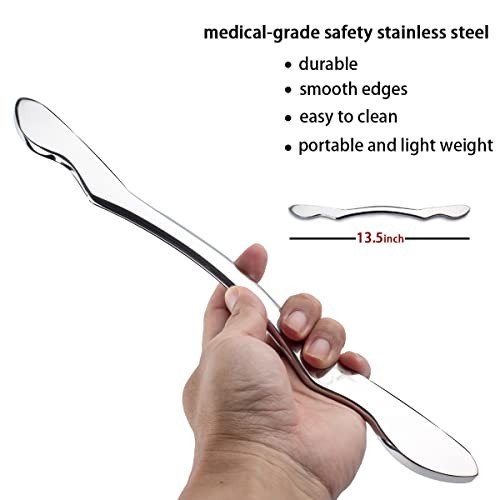 Gua Sha Scraping Massage Tool Stainless Steel Long Bar IASTM for Large Muscles