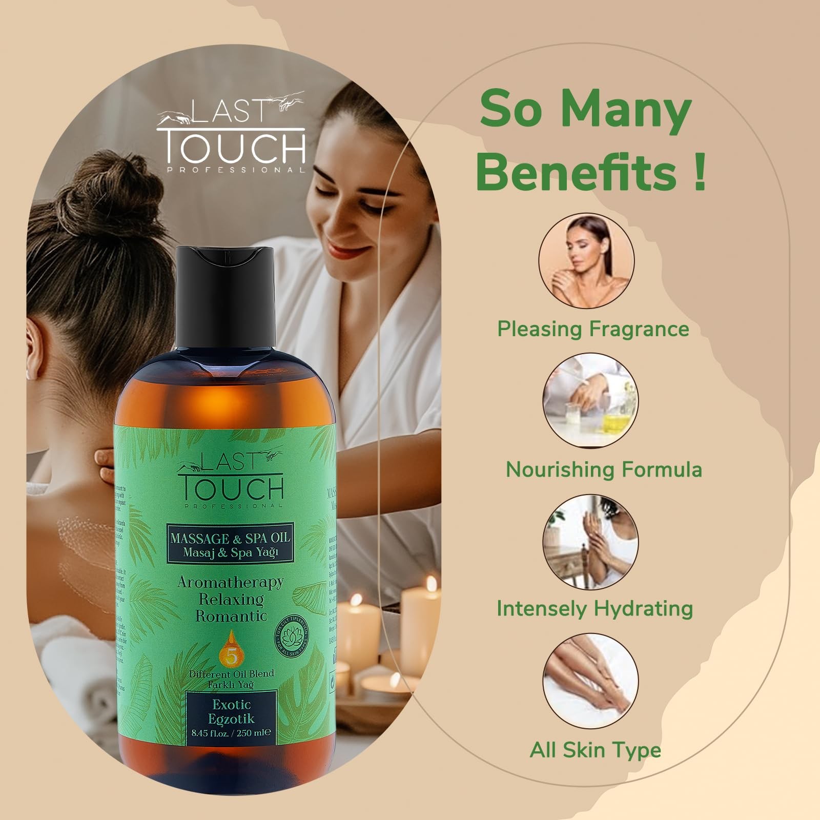 Massage Oil Sensual Aphrodisiac for Couples Aromatherapy 8.45 Fl Oz