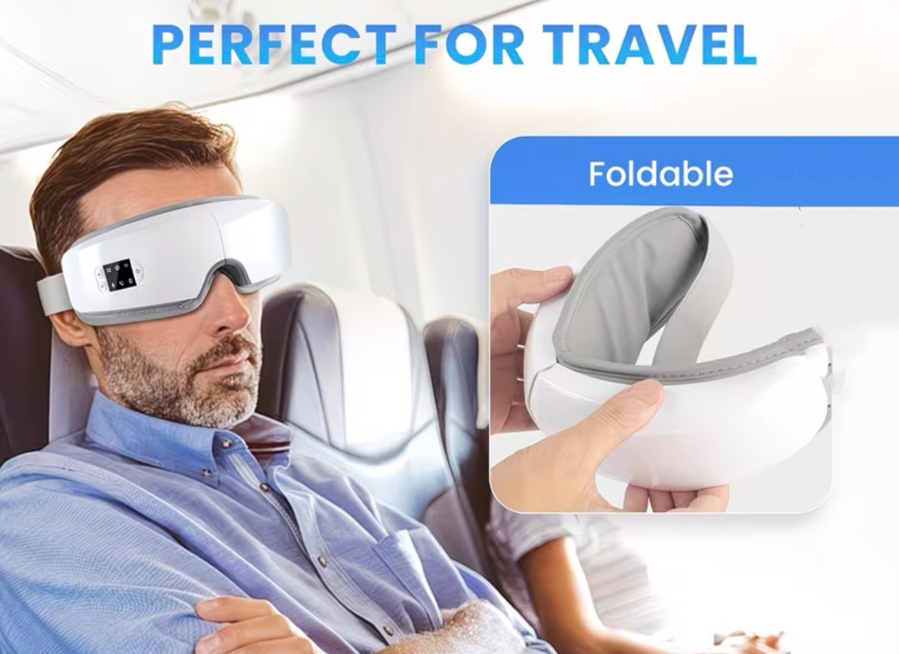 Heated Foldable Eye Massager JB-018 Bluetooth Pearl White PU Leather