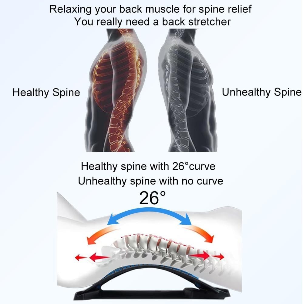 4 Level Adjustable Back Stretcher for Lower Back Pain Relief Blue