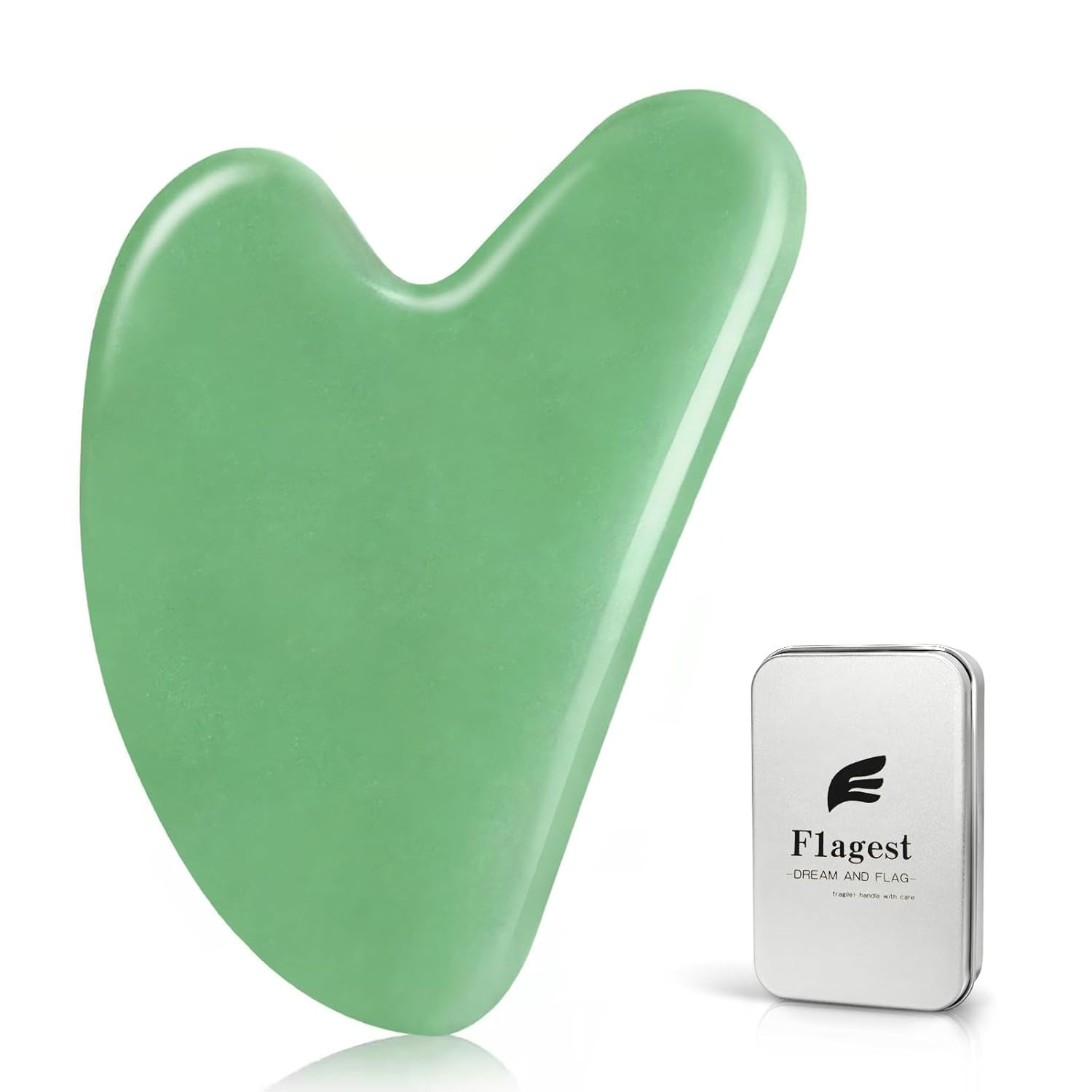 Gua Sha Facial Tool – Jade Stone Massager for Spa Acupuncture Therapy – Heart Sh
